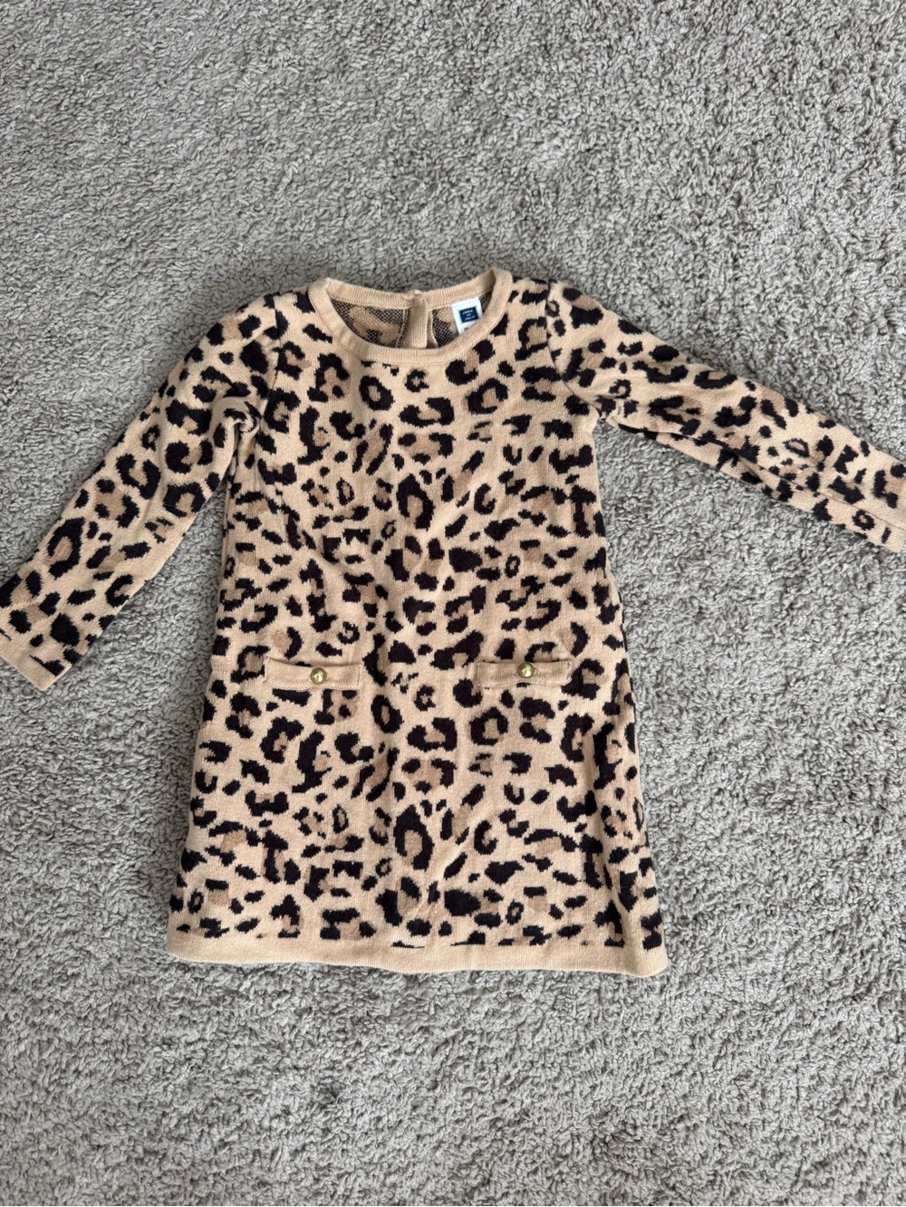Janie and Jack Leopard Print Knit Dress - Tan & Black